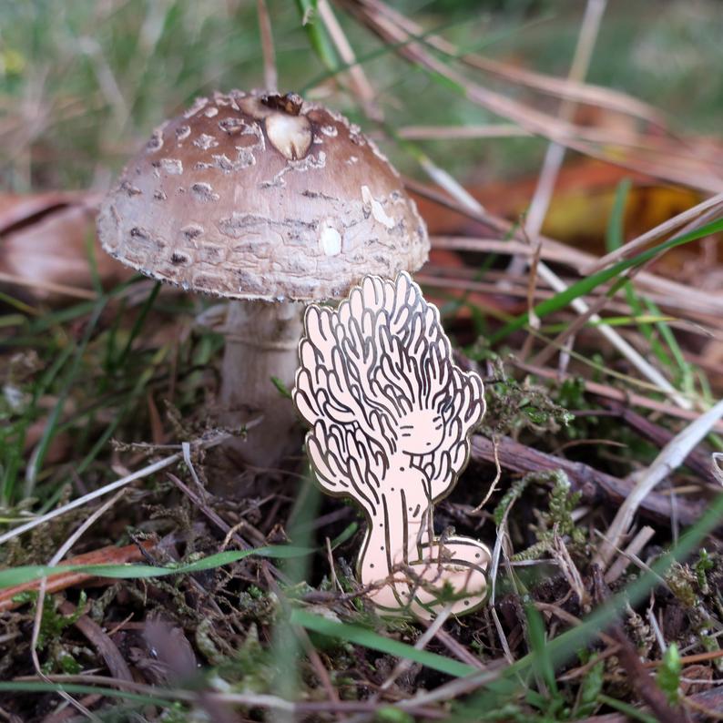 Coral Mushroom Girl Enamel Pin