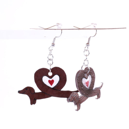 Weiner Dog Lover Dangle Shrinky Dink Earrings