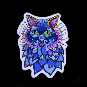 Blue Kaleidoscope Cat Sticker