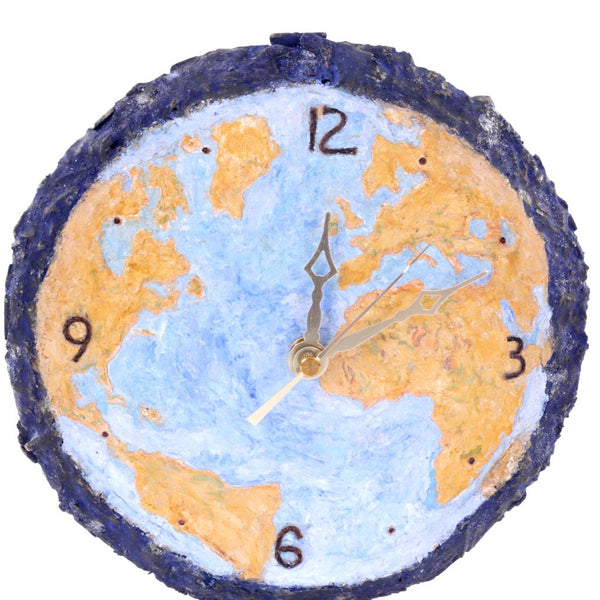 Mycelium Hemp Eco-Friendly Earth Clock w Blue Edge