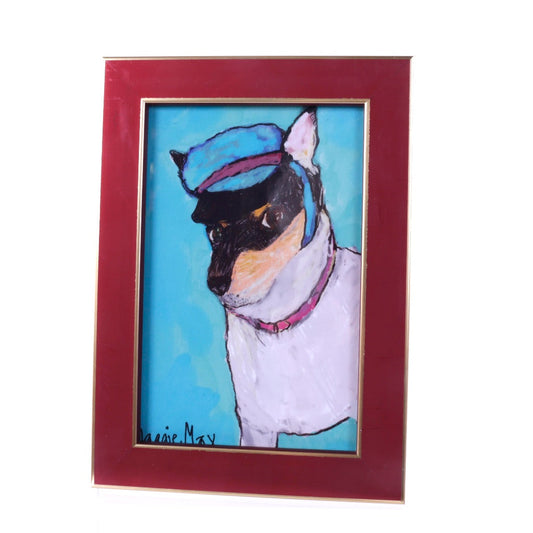 Framed Postcard - Dog with Hat