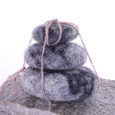 Felted Wool River Rocks - Stack of 3