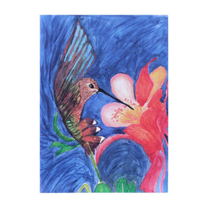 Hummingbird with Flower - Watercolor Card