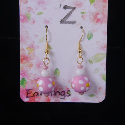 Pink and White Dangle Earrings