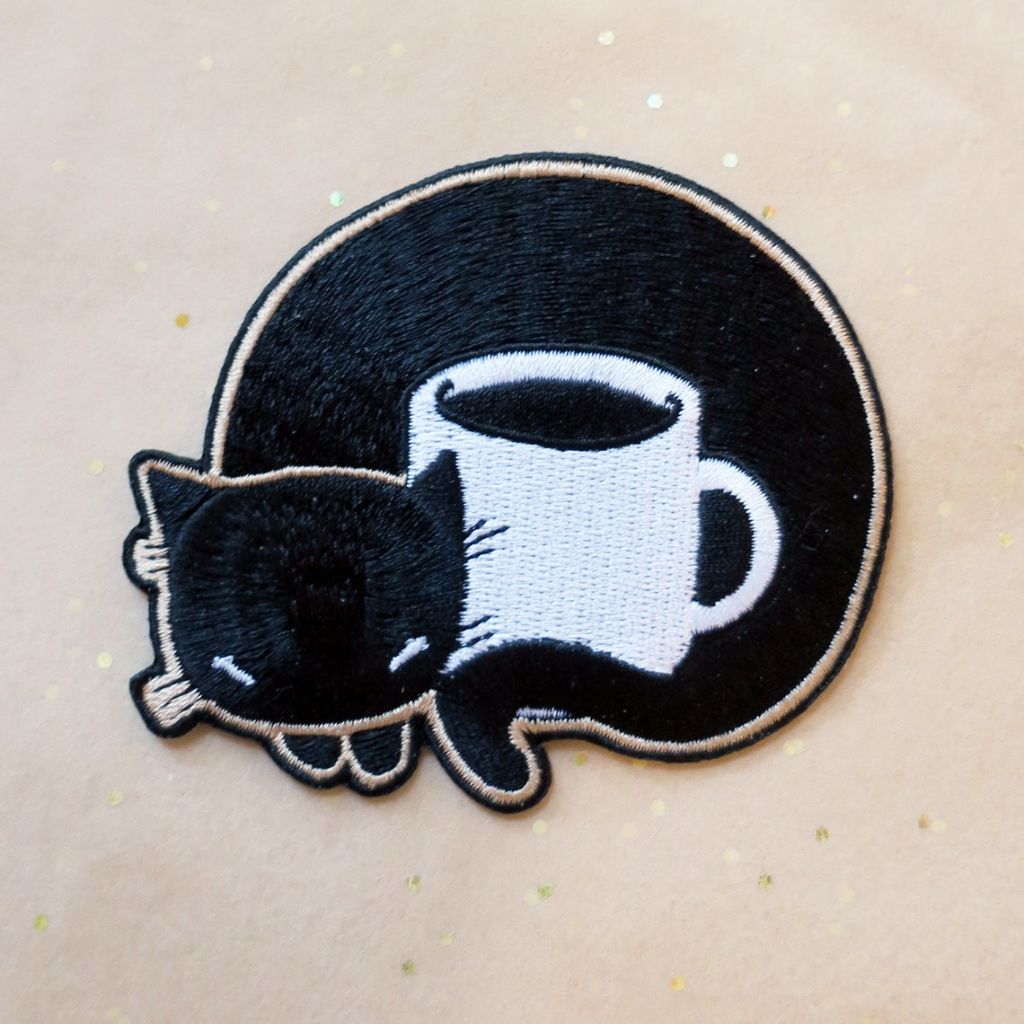 Coffee Cat Embroidered Patch