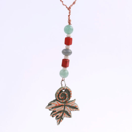 Beaded Porcelain Leaf Goddess Bauble Hanging