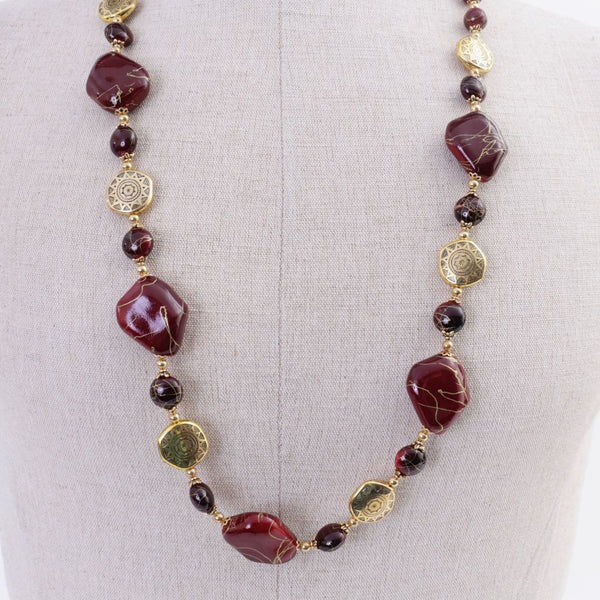 Wine & Gold Chunky Necklace