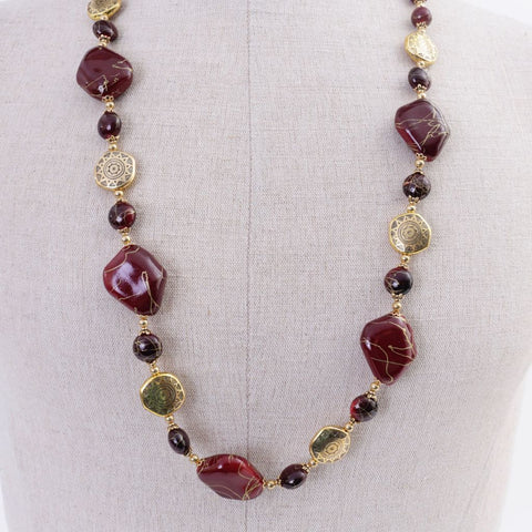 Wine & Gold Chunky Necklace