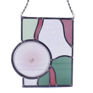 Deco Collage Leaded Glass Window Hanging - Pink