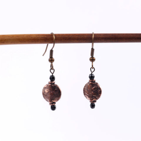 Czech Faceted Glass Copper Brass Earrings