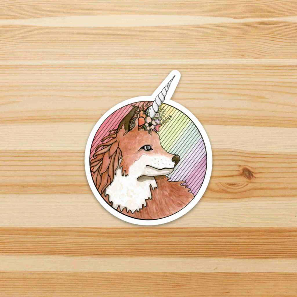 Foxicorn, 3" Sticker