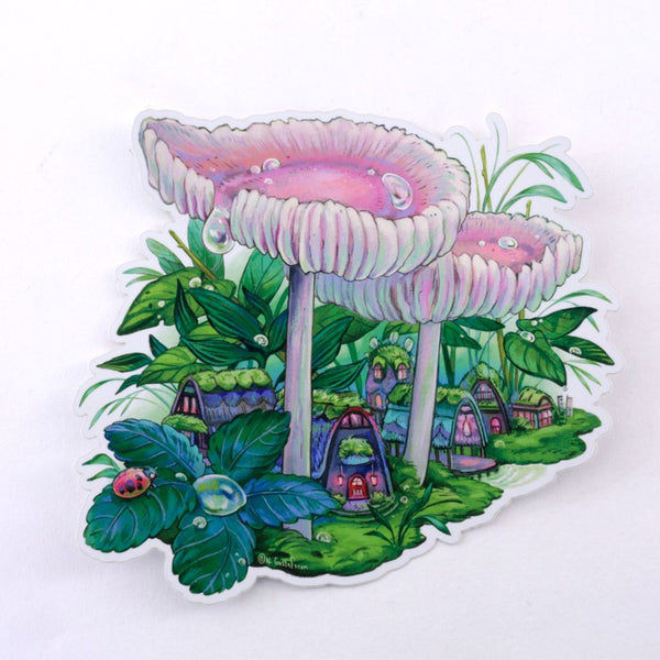 Metallic Dew Drop Mushroom Sticker