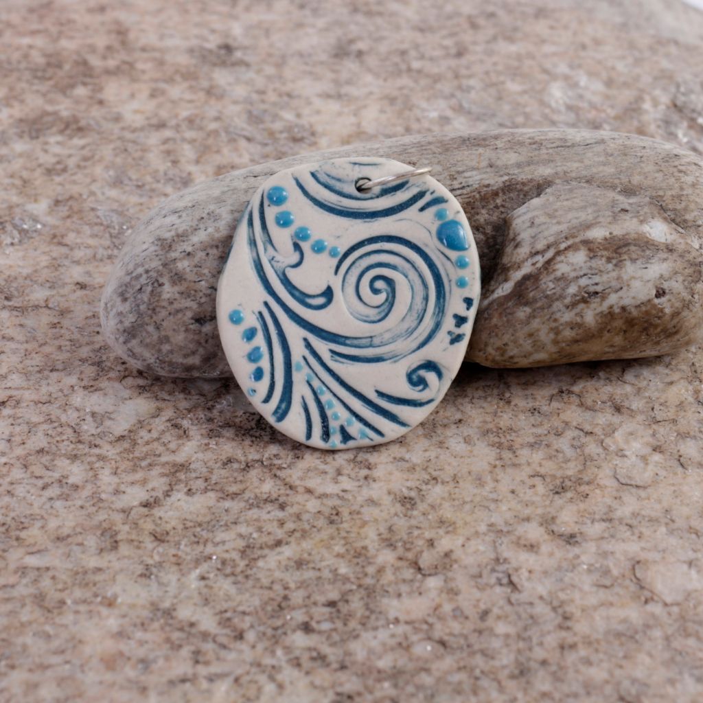 Blue Swirls Porcelain Charm