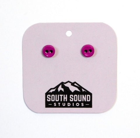 Purple Button Stud Earrings