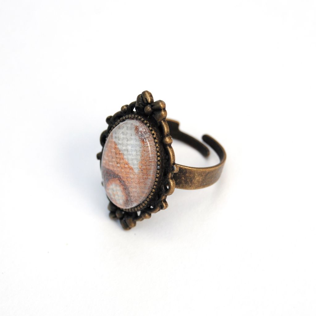 Upcycled Fabric & Cabochon Ring