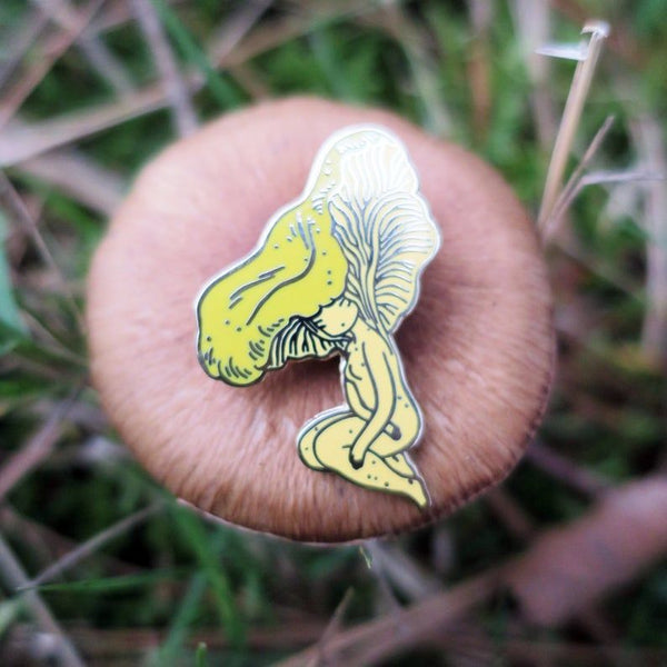 Chanterelle Mushroom Girl Enamel Pin