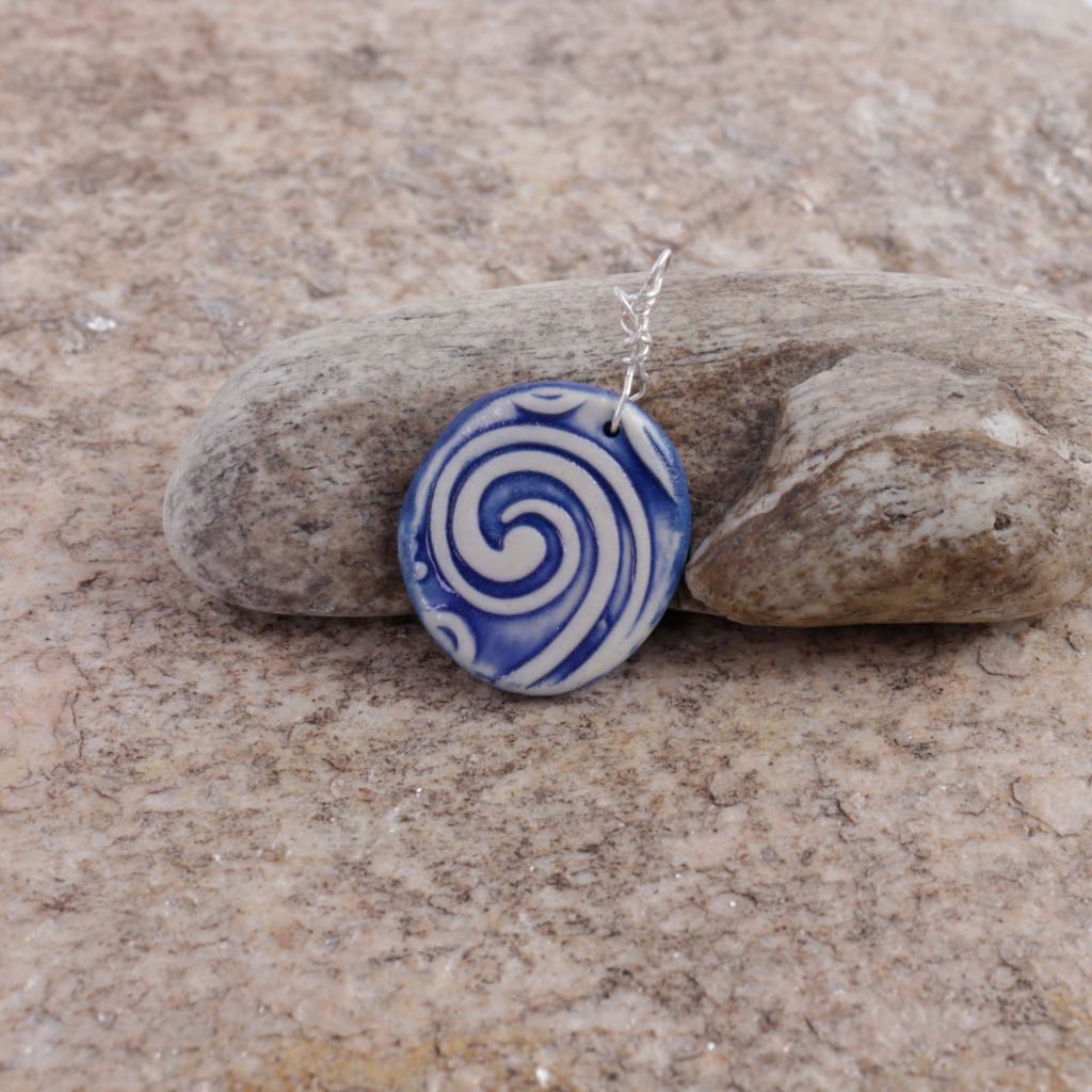 Blue Swirl Porcelain Charm