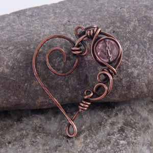 Oxidized Hammered Copper Heart Pendant