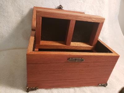 Wood Treasure Jewelry Box with Hidden Compartment