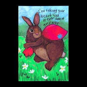 Taking your heart bunny - Postcard