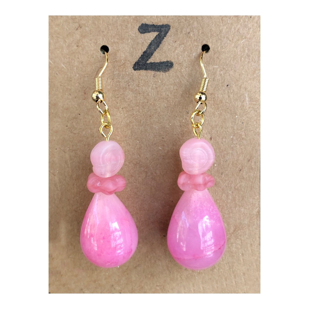 Pink Teardrop Dangle Earrings