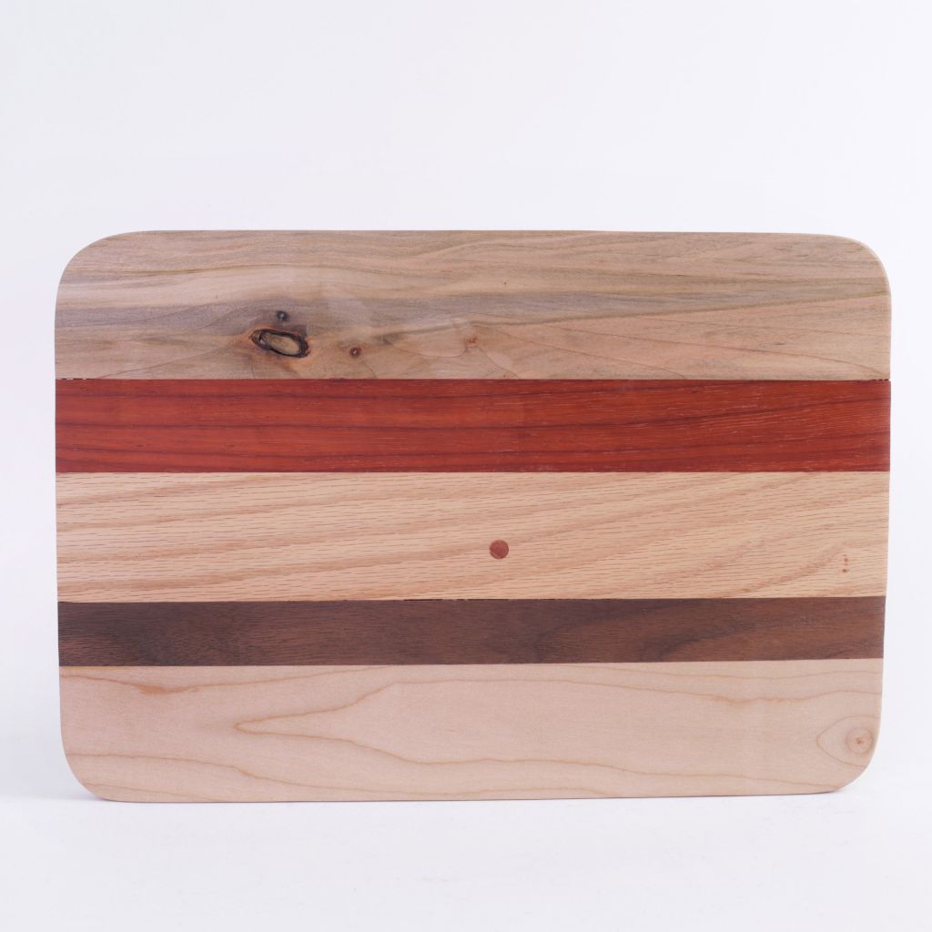 Upcycled Maple, Black Walnut, Padauk & Ambrosia Maple Wooden Cutting Board
