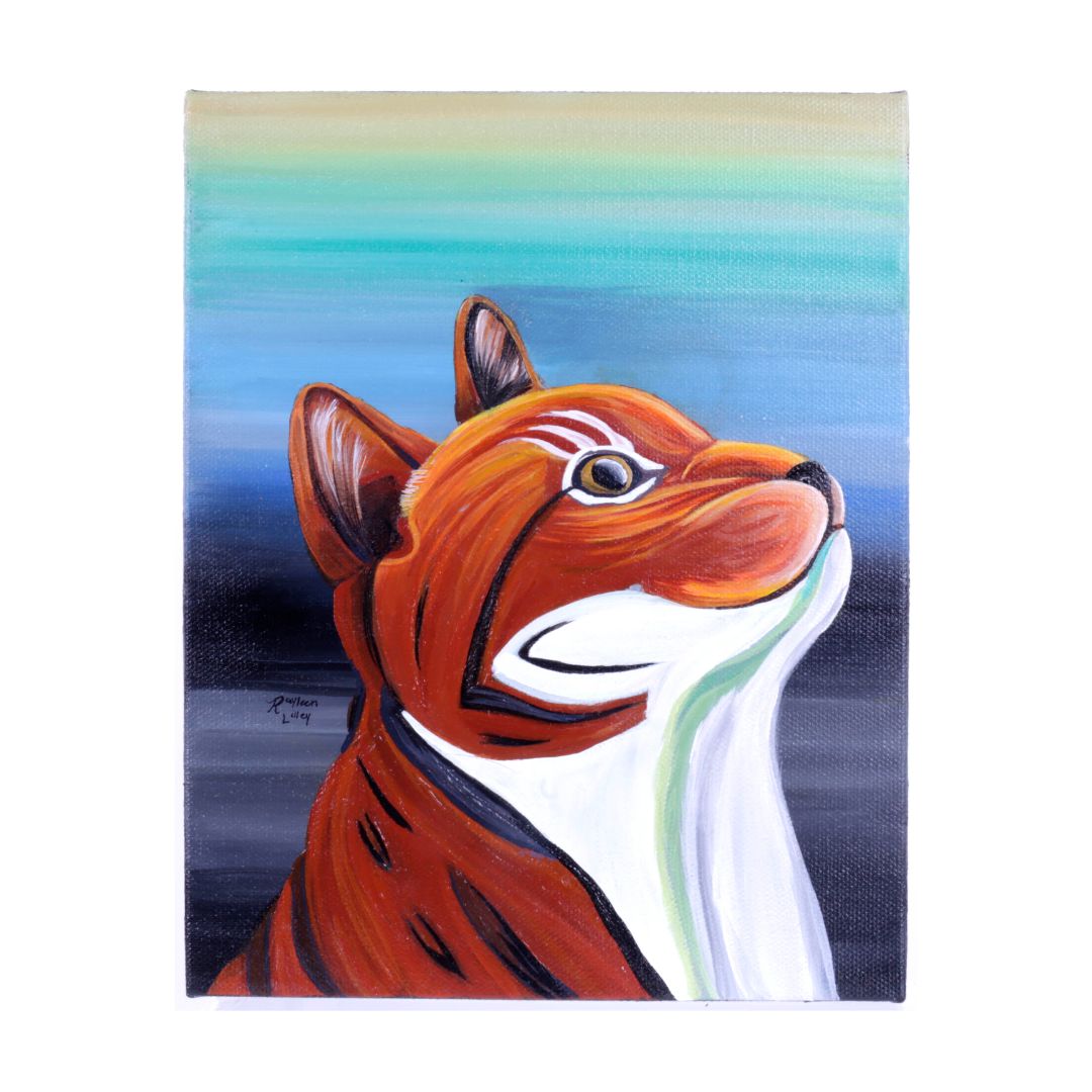 Rainbow Tabby - Acrylic on Canvas Painting of Cat