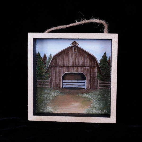Farm Life - Barn Painting in Shadow Box
