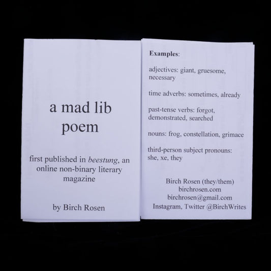 A Mad Lib Poem Zine