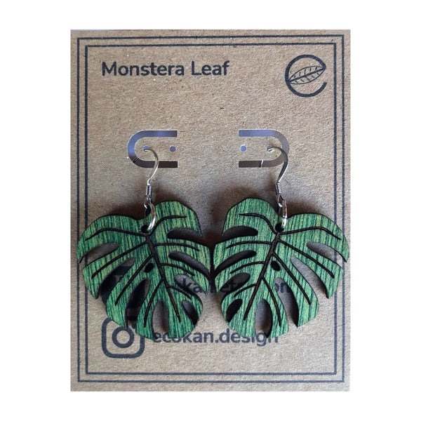 Monstera Leaf Laser Cut Earrings Stainless
