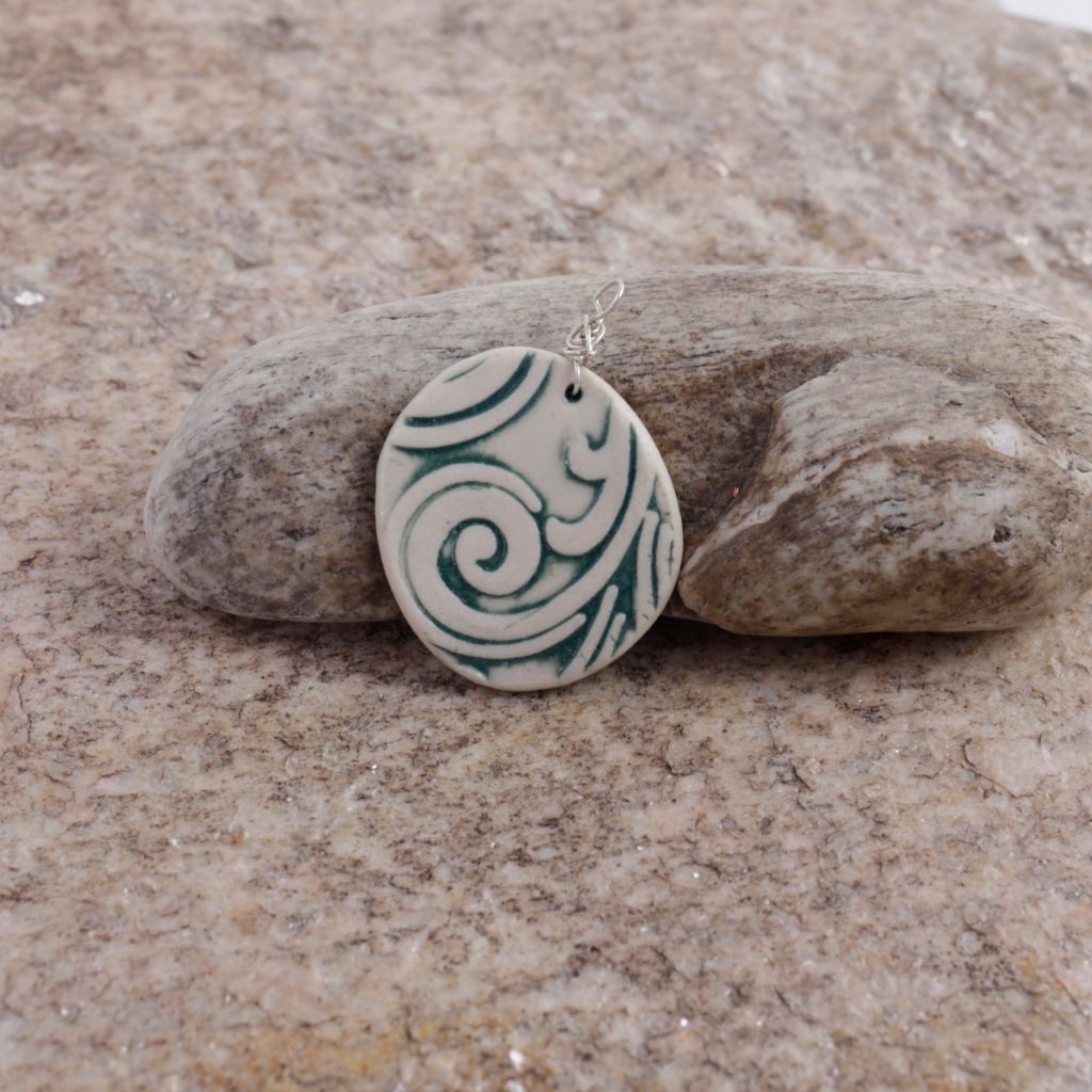 Green Swirl Porcelain Charm
