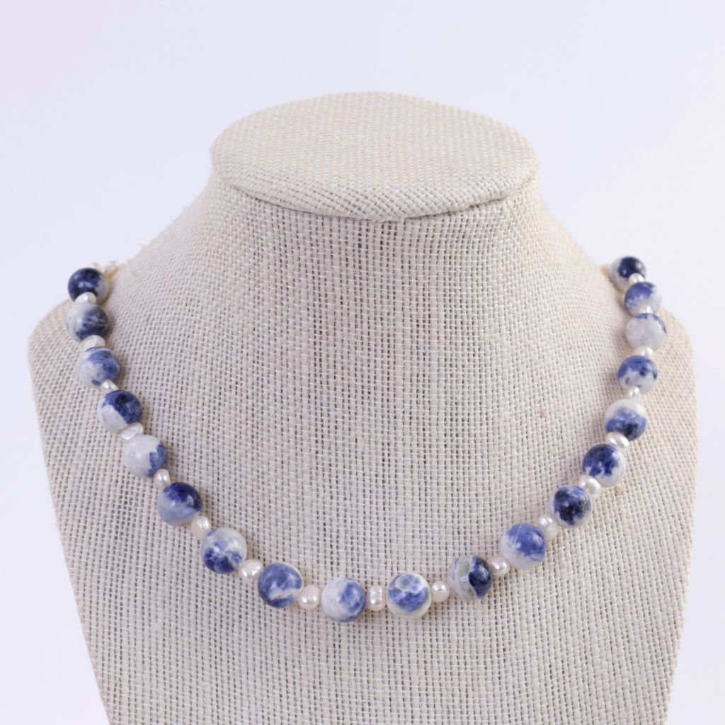 Sodalite and Pearl Necklace