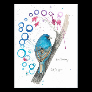 Blue Bunting - Fine Art Greeting Card