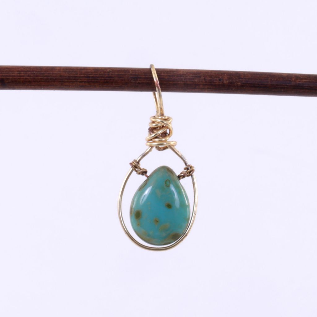 Small Wire Wrapped Pendant - Turquoise Colored  Stone