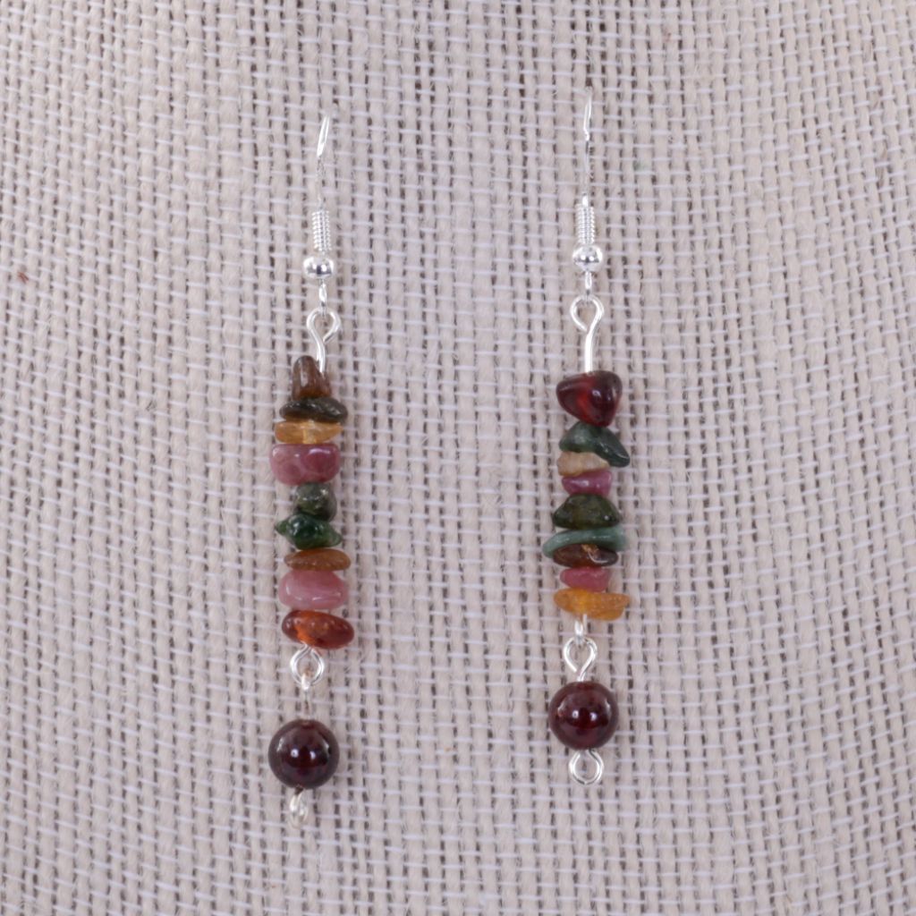 Multi-color Stone Chip Earrings