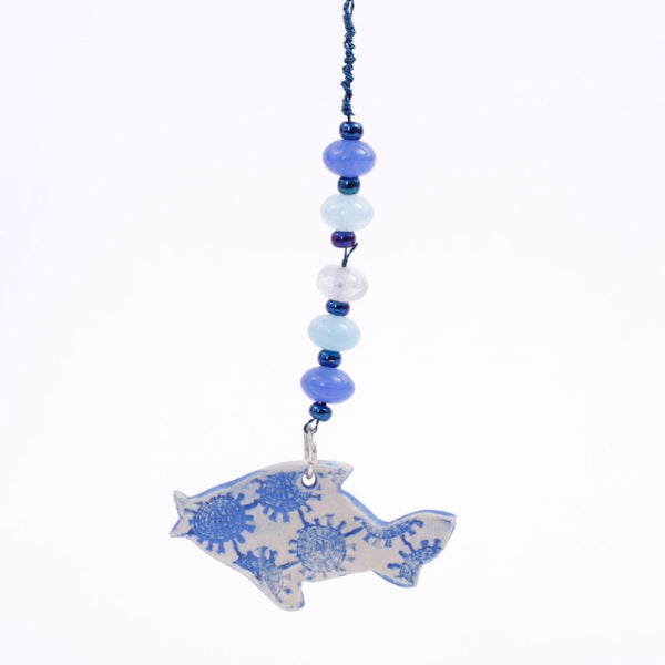 Blue Fish Porcelain Goddess Bauble Hanging