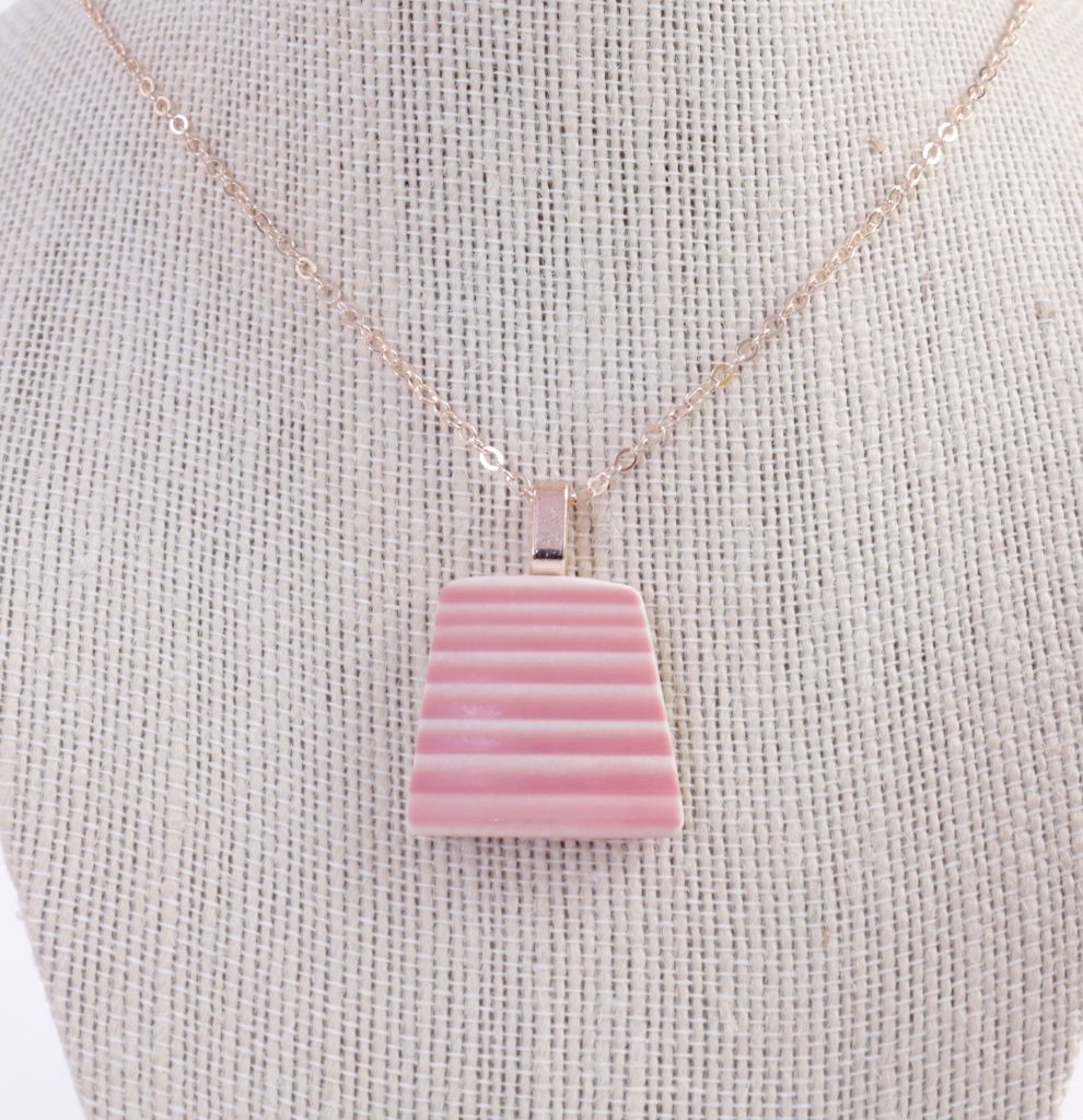 Upcycled Pink Ceramic Pendant Necklace