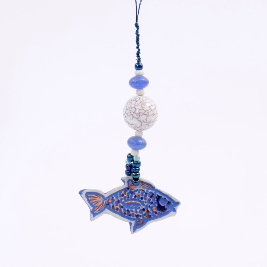 Blue Fish Porcelain Goddess Bauble Hanging