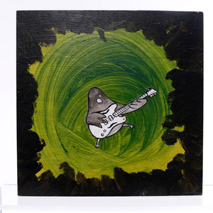 Bird with Guitar Mixed Media Wall Art Green
