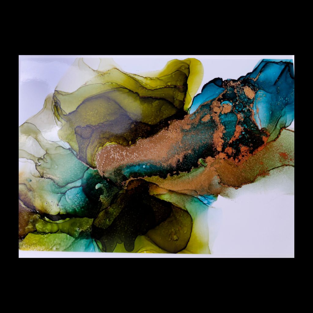 Greens & Blue Abstract Alcohol Ink Card