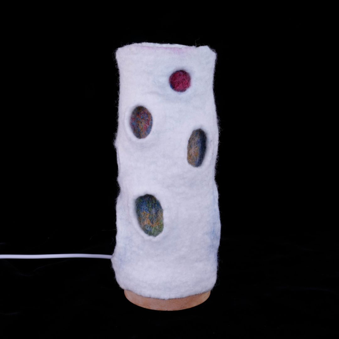 Colorful Craters 01 Felted Wool Lamp