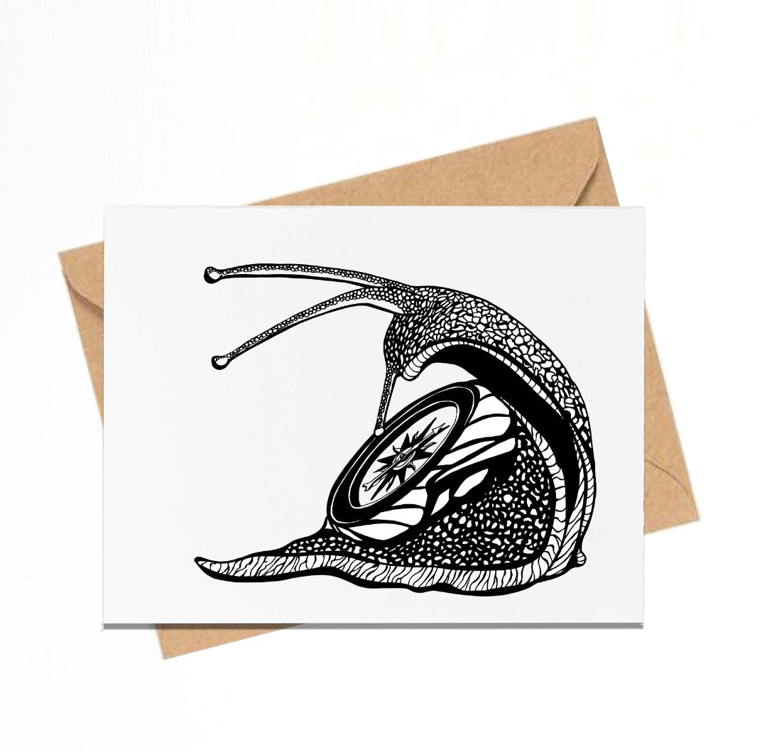 Snail Compass Note Card