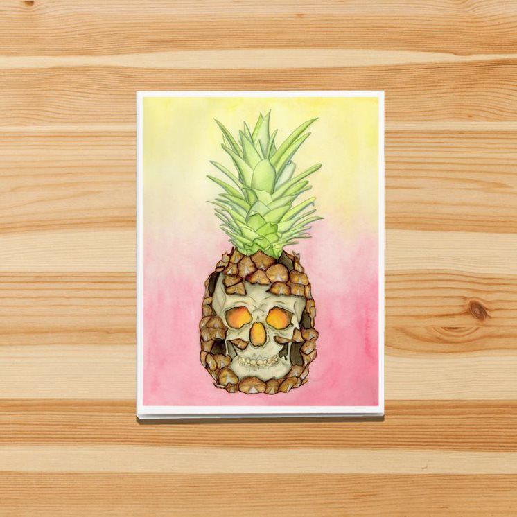 Jack-O-Pineapple - Greeting Card with Skull