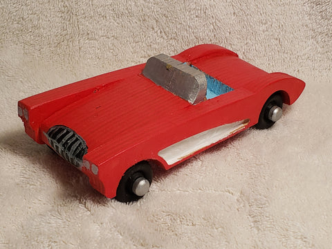 Handcarved Wooden Classic Vette 58-62 Red