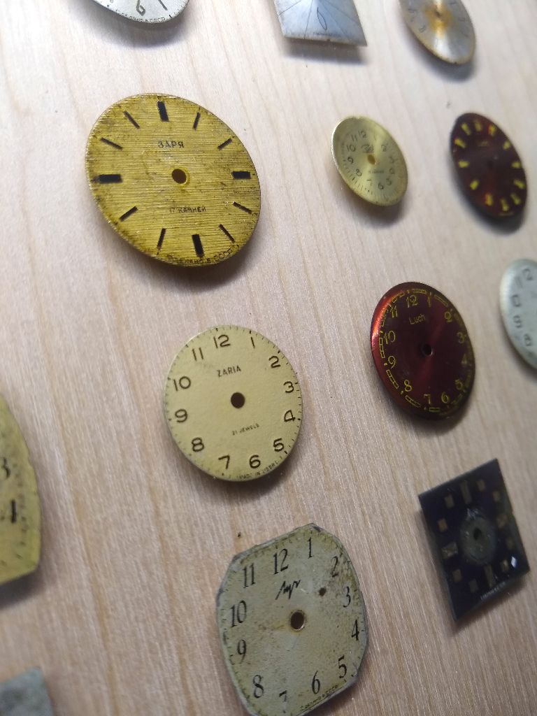 Vintage Soviet Watch Dials in Resin - Framed Assemblage Wall Art