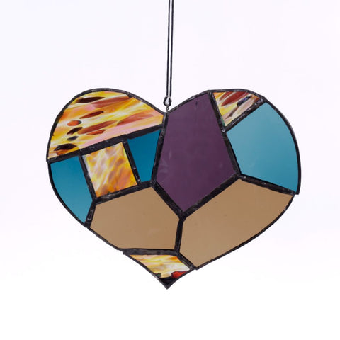 Stained Glass Heart - Purple Blue Amber