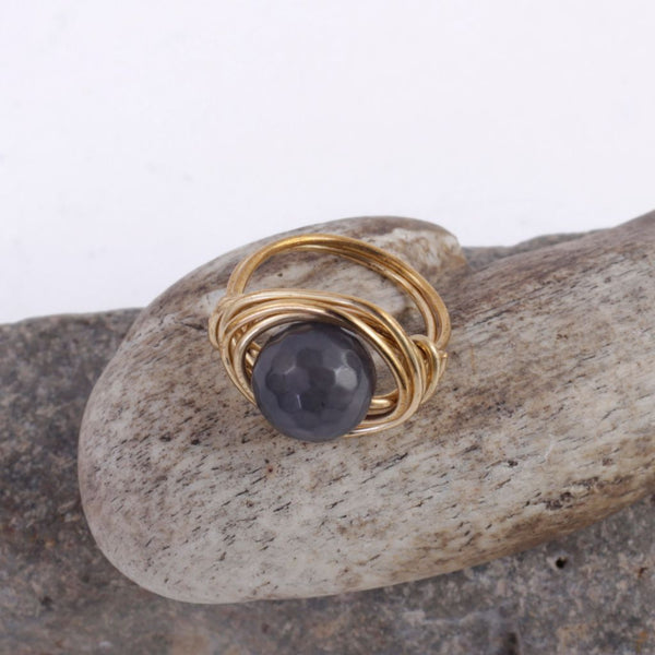 Wire Wrapped Faceted Bead Ring