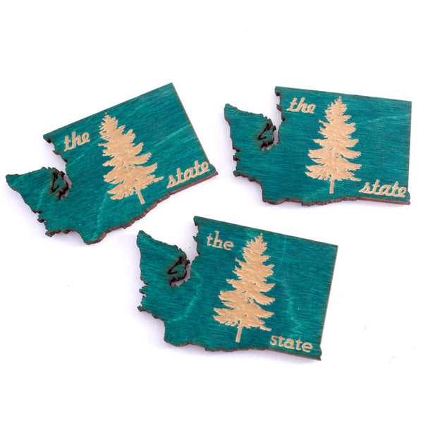 Wood Evergreen State Magnet