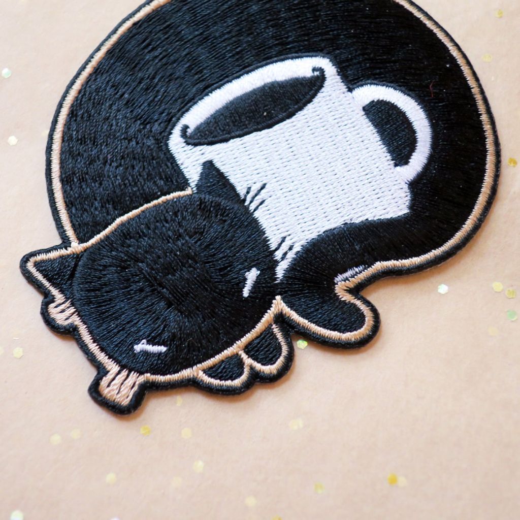 Coffee Cat Embroidered Patch