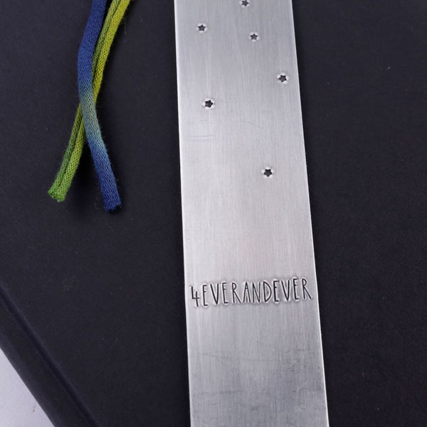 4 Ever And Ever Aluminum Bookmark with Stars Hand Stamped